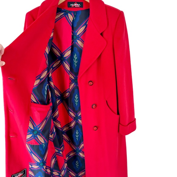 Stunning Alorna By Forstmann Vintage Red Long Wool Coat Overcoat Union Made USA - Picture 12 of 16